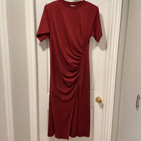 NWT H&M burgundy T-Shirt Dress size L dark red maxi maternity dress - Picture 2 of 4